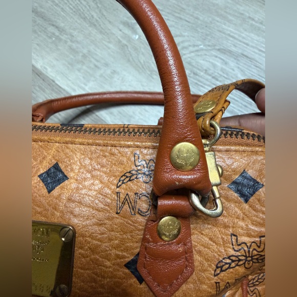 MCM Cognac Mini Bag with Gold Accents - Picture 4 of 13